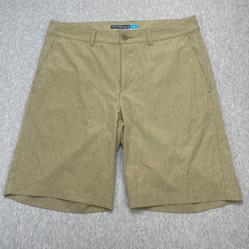 Roundtree & Yorke Shorts Mens 32 Performance Khaki Stretch EUC